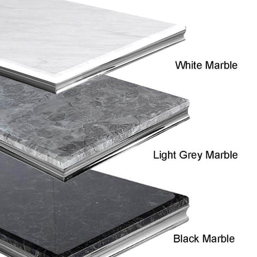 Arianna Luxury Marble Coffee Table with Polished Stainless Steel Base - 130cm x 70cm - UK Luxury Furniture